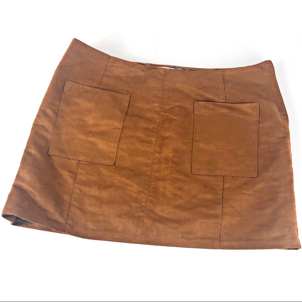 Brown camel suede skirt 16